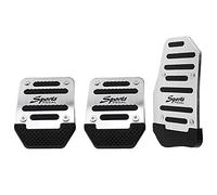 AMIUHOUN 3 Piezas Cubiertas de Pedales Antideslizantes de Aleación de Aluminio para Coche, Pedal de Gas Manual, Cubierta del Pedal de Freno, Accesorios Universales, Plata