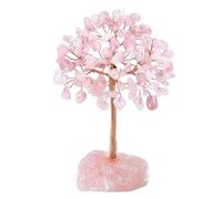 AMIUHOUN Árbol de cristal de cuarzo rosa, cristal artificial y árbol de piedra curativa, árbol de piedras preciosas, regalo de San Valentín, duradero, fácil de usar