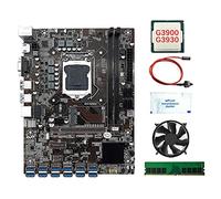 AMIUHOUN B250C - Placa base de minería BTC de 12 tarjetas + CPU G3900/G3930 + ventilador + grasa térmica + RAM DDR4 4G + interruptor 12XUSB3.0 LGA1151 MSATA