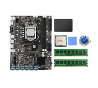 AMIUHOUN B75 - Placa base de minería USB-BTC de 12 tarjetas + 2 memorias DDR3 4G + SSD de 120 G + ventilador de refrigeración + almohadilla térmica LGA1155 DDR3 MSATA VGA ETH