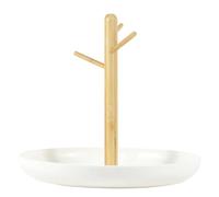 AMIUHOUN Bandeja de llaves para mesa de entrada, organizador de bandeja de almacenamiento con estante de madera de 3 niveles para llaves, pulseras, relojes, joyas, teléfono A