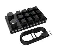 AMIUHOUN Cable USB macro mini teclado de programación de 12 2 perillas, teclado mecánico para juegos de personalización de intercambio en caliente (negro)