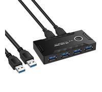 AMIUHOUN Conmutador KVM USB 3.0 2 en 4 Salidas USB 3.0 Switch USB Hub Adaptador para Teclado Ratón Impresora Monitor