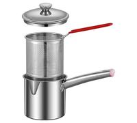 AMIUHOUN Freidora con cesta de acero inoxidable y sartén para el desgaste