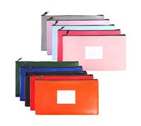 AMIUHOUN Juego de 10 bolsas de dinero con cremallera, bolsas de dinero, bolsas de depósito bancario de seguridad de 10 colores, juego de bolsas de dinero en efectivo con soporte para dinero con