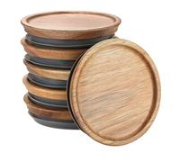 AMIUHOUN Juego de 6 tapas de almacenamiento de madera selladas, tapas de madera nuevas para bolas, tarros Kerr, material de alimenticio, herméticas para tarros de 89 mm