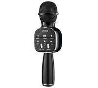 AMIUHOUN Juego de micrófono de mano con altavoz profesional, reproductor de música, micrófono para juegos DS813 Home KTV