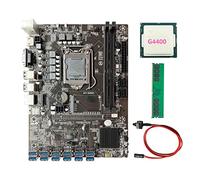 AMIUHOUN La placa base B250C 12P es adecuada para LGA1151 12 USB3.0 PCIE ranura GPU+CPU G4400+memoria DDR4 4G 2666MHZ + cable de conmutación
