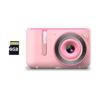 AMIUHOUN Nueva cámara doble selfie 720P vídeo USB carga pantalla color regalo para niños rosa