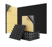 AMIUHOUN Paquete de 24 paneles de espuma autoadhesivos a prueba de sonido, 2 x 12 x 12 pulgadas, espuma acústica para el hogar y estudios, duraderos, fáciles de instalar