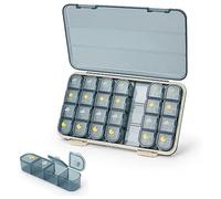 AMIUHOUN Pastillero para 7 pastillas, 4 veces al día, semanal, organizador + estuche separado, azul