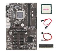 AMIUHOUN Placa base B250 BTC Mining 12 PCIE16X LGA1151 con CPU G4400 + DDR4 4G 2133Mhz RAM+cable + cable de interruptor