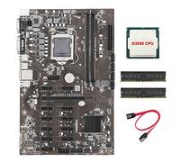 AMIUHOUN Placa base B250 BTC Mining 12P con ranura para tarjeta gráfica LGA1151 con CPU G3930 + 2 x DDR4 4G 2133 MHz RAM + cable