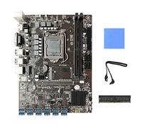 AMIUHOUN Placa base B250C BTC Mining + DDR4 4GB RAM+cable + almohadilla térmica 12X PCIE a USB 3.0 ranura GPU LGA1151
