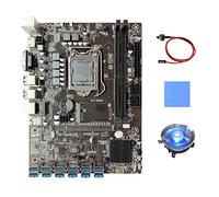 AMIUHOUN Placa base B250C BTC para minería, ventilador de refrigeración, cable de interruptor, almohadilla térmica 12X PCIE a USB 3.0, ranura GPU LGA1151