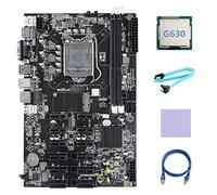AMIUHOUN Placa base B75 12 PCIE ETH Mining LGA1155 + CPU G630 + cable + cable de red RJ45 + almohadilla térmica