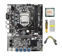 AMIUHOUN Placa base B75 8 GPU Mining + CPU+Cable de alimentación + Destornillador Kit 8X USB 3.0 Ranura LGA1155 DDR3 RAM SATA3.0 para BTC ETH