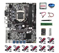 AMIUHOUN Placa base B75 8USB ETH + CPU G1610 + tarjeta elevadora 8XVER009S + DDR3 4GB RAM+SSD 128G + ventilador + cable + cable de interruptor B75 BTC
