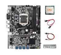 AMIUHOUN Placa base B75 8USB ETH Mining 8XUSB+CPU+deflector+cable +cable de interruptor LGA1155 B75 USB BTC placa base