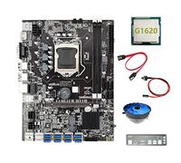 AMIUHOUN Placa base B75 8USB ETH Mining + CPU G1620 + ventilador + cable de interruptor + cable + deflector LGA1155 DDR3 B75 BTC placa base
