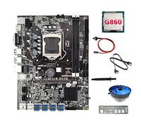 AMIUHOUN Placa base B75 8USB ETH Mining, CPU G860, ventilador, cable de interruptor, cable , deflector, grasa térmica, placa base B75 BTC