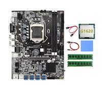 AMIUHOUN Placa base B75 BTC 8XUSB+G1620 CPU+2XDDR3 4G 1333Mhz RAM+cable +cable de conmutador+almohadilla térmica B75 placa base USB