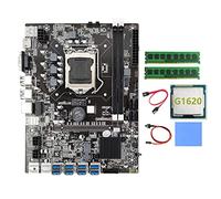 AMIUHOUN Placa base B75 BTC 8XUSB+G1620 CPU+2XDDR3 4G 1600Mhz RAM+cable +cable de conmutación+almohadilla térmica B75 placa base USB