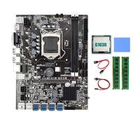 AMIUHOUN Placa base B75 BTC 8XUSB+G1630 CPU+2XDDR3 4G 1600Mhz RAM+cable +cable de conmutación+almohadilla térmica B75 placa base USB
