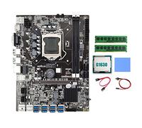 AMIUHOUN Placa base B75 BTC 8XUSB+G1630 CPU+2XDDR3 8G 1600Mhz RAM+cable +cable de conmutación+almohadilla térmica B75 placa base USB