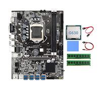 AMIUHOUN Placa base B75 BTC 8XUSB+G630 CPU+2XDDR3 4G 1600Mhz RAM+cable +cable de conmutación+almohadilla térmica B75 placa base USB