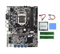 AMIUHOUN Placa base B75 BTC 8XUSB+G630 CPU+2XDDR3 8G 1600Mhz RAM+cable +cable de conmutación+almohadilla térmica B75 placa base USB