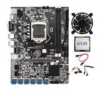 AMIUHOUN Placa Base B75 BTC Mining 12 PCIE a USB con CPU G530 + Cable SATA de 4 + Ventilador de refrigeración DDR3 LGA1155 B75 Eth Mining