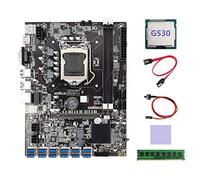AMIUHOUN Placa base B75 BTC Mining 12XUSB+G530 CPU+DDR3 4GB 1600Mhz RAM+ Cable+Switch Cable+Thermal Pad B75 Placa base USB