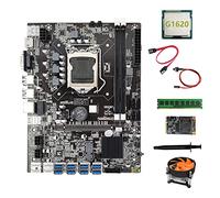 AMIUHOUN Placa base B75 BTC Mining 8XUSB3.0+G1620 CPU+DDR3 4GB RAM+128G SSD+ventilador+cable +cable de conmutación + grasa térmica
