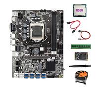 AMIUHOUN Placa base B75 BTC Mining 8XUSB3.0+G550 CPU+DDR3 4GB RAM+128G SSD+ventilador+cable +cable de conmutación + grasa térmica