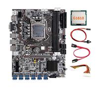 AMIUHOUN Placa base B75 de 12 tarjetas BTC Mining + CPU G1610 + cable de extensión de 24 + cable SATA + cable de interruptor 12XUSB3.0 LGA1155 DDR3 MSATA