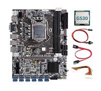 AMIUHOUN Placa base B75 de 12 tarjetas BTC Mining + CPU G530 + cable de extensión de 24 + cable SATA + cable de interruptor 12XUSB3.0 LGA1155 DDR3 MSATA