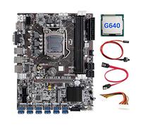 AMIUHOUN Placa base B75 de 12 tarjetas BTC Mining + CPU G640 + cable de extensión de 24 + cable SATA + cable de interruptor 12XUSB3.0 LGA1155 DDR3 MSATA
