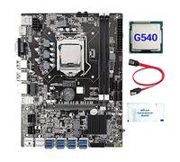 AMIUHOUN Placa base B75 de 8 tarjetas BTC Mining + CPU G540 + grasa térmica + cable 8XUSB3.0 (PCIE 1X) ranura GPU LGA1155 DDR3 RAM MSATA