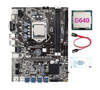 AMIUHOUN Placa base B75 de 8 tarjetas BTC Mining + CPU G640 + grasa térmica + cable 8XUSB3.0 (PCIE 1X) ranura GPU LGA1155 DDR3 RAM MSATA