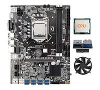 AMIUHOUN Placa base B75 de minería de 8 tarjetas, CPU + ventilador de refrigeración + adaptador USB 3.0 de 19 8 USB 3.0 (PCIE) ranura GPU LGA1155 DDR3 SATA3.0 BTC