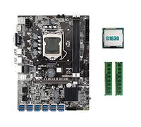 AMIUHOUN Placa base B75 ETH Mining 12XPCIE a USB con CPU G1630+2XDDR3 4GB 1333Mhz RAM Memory B75 USB BTC Motherboard