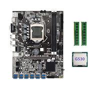 AMIUHOUN Placa base B75 ETH Mining 12XPCIE a USB con CPU G530 + 2 x DDR3 4 GB 1600 MHz memoria RAM B75 USB BTC placa base