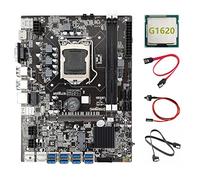 AMIUHOUN Placa base B75 ETH Mining 8XPCIE a USB + CPU G1620 + 2 cables + cable de interruptor LGA1155 MSATA B75 USB