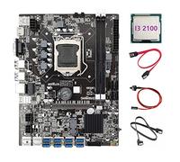 AMIUHOUN Placa base B75 ETH Mining 8XPCIE a USB+I3 2100 CPU+2XSATA Cable+Cable Switch LGA1155 MSATA B75 USB Motherboard