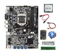 AMIUHOUN Placa base B75 ETH Mining 8XUSB+G630 CPU+DDR3 4GB RAM+128G SSD+Ventilador+Cable + Baffle B75 Motherboard