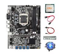 AMIUHOUN Placa base B75 ETH Mining 8XUSB3.0+CPU+deflector+cable +cable de interruptor+ventilador LGA1155 B75 USB BTC placa base