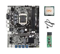 AMIUHOUN Placa base B75 USB ETH Mining 8XUSB3.0 + CPU aleatoria + placa de conmutación + cable LGA1155 DDR3 B75 USB BTC placa base