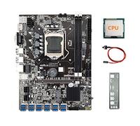 AMIUHOUN Placa base B75 USB ETH Mining + CPU+deflector + cable de interruptor 12XPCIE a USB 3.0 DDR3 MSATA LGA1155 B75 BTC placa base