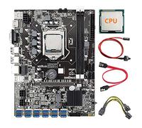 AMIUHOUN Placa base de minería B75 de 12 GPU + CPU + cable de alimentación + cable de interruptor + cable 12X USB 3.0 a ranura PCIE LGA1155 DDR3 RAM SATA3.0